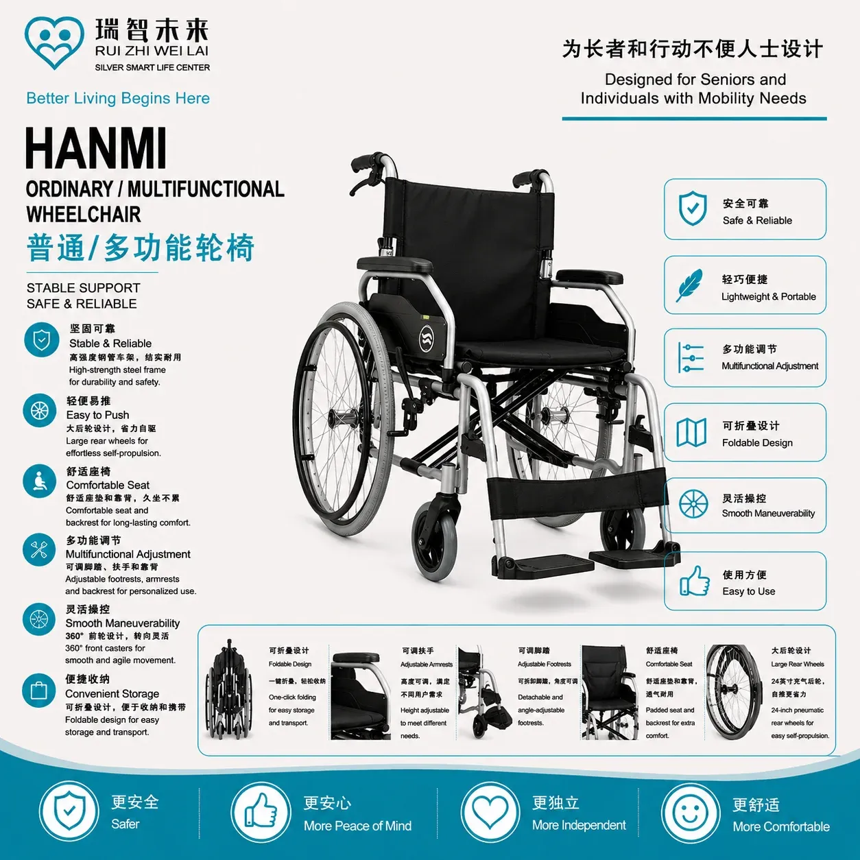 HANMI ORDINARY/MULTIFUNCTIONAL WHEELCHAIR